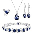 GZWHD Jewelry Set for Women CZ Earrings Necklace Ring Bracelet Set Prom Party Wedding Jewelry Gift for Mother Friend Wife