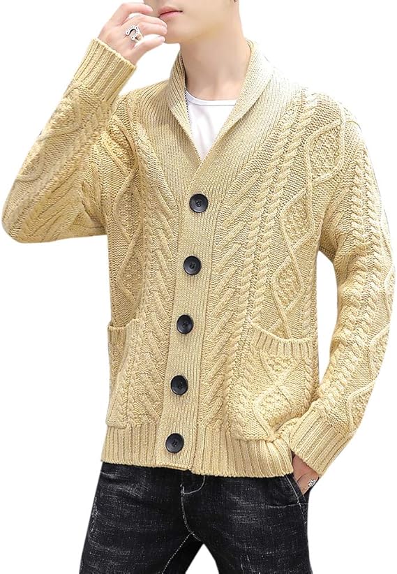 Amazon Ceen ニットカーディガン メンズ セーター ショールカラー 秋冬春 編み柄 お兄系 カーディガン 通販