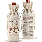 FBCCZEY Funny 50th Birthday Gifts for Her Women Men 50 Year Old Gifts for Women Wine Bag Happy Anniversary 50th Birthday Party Supplies Decorations Wine Bags for Mom Dad Grandma Coworker - 2026