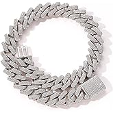 ICEDIAMOND 20MM Hip Hop Iced Out Miami Cuban Link Chain Necklace, 14K Gold Plated Bling CZ Bling Diamond Choker Heavy Cuban Necklace, Luxury Trend Jewelry Gift for Men