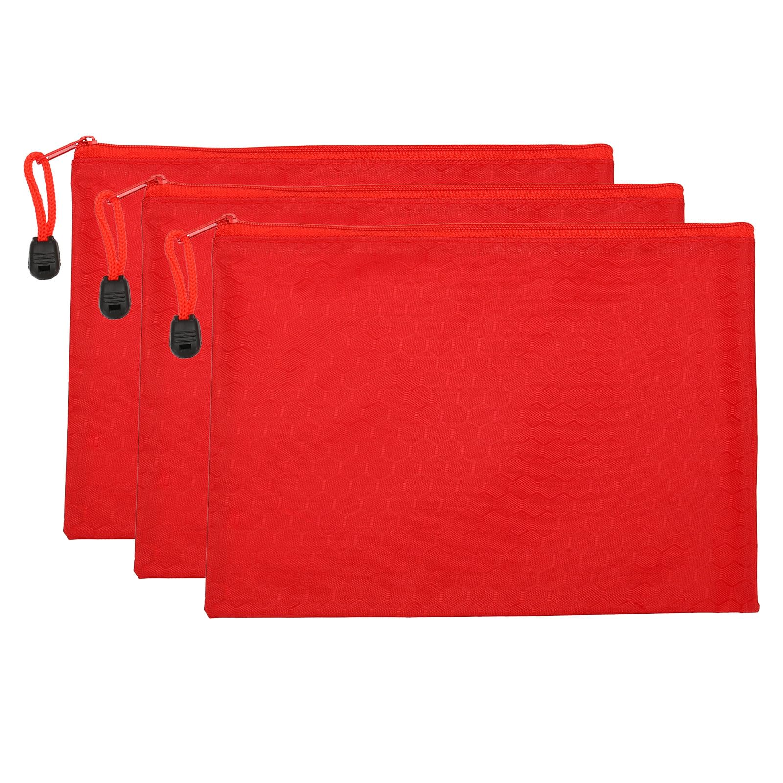 PATIKIL Waterproof Zipper File Bags, 3 Pack A5 Document Holders Pencil Pouch for Office, Red