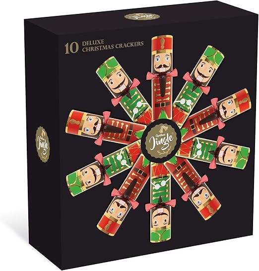 10 Deluxe Christmas Crackers 10 Red and Green Nutcracker 14" Crackers