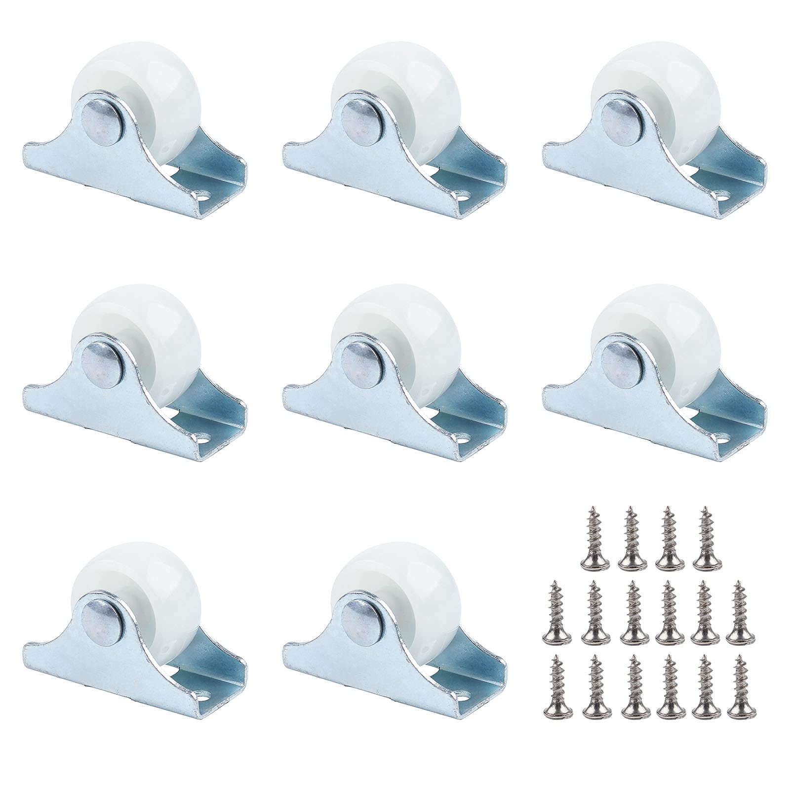QOPAHI Castor Wheels, 25mm Heavy Duty Castors Non-Swivel Trolley Wheel Small Caster Wheels for Replacement Chair Table Dolly Trolley Fixed Castor, Pack of 8