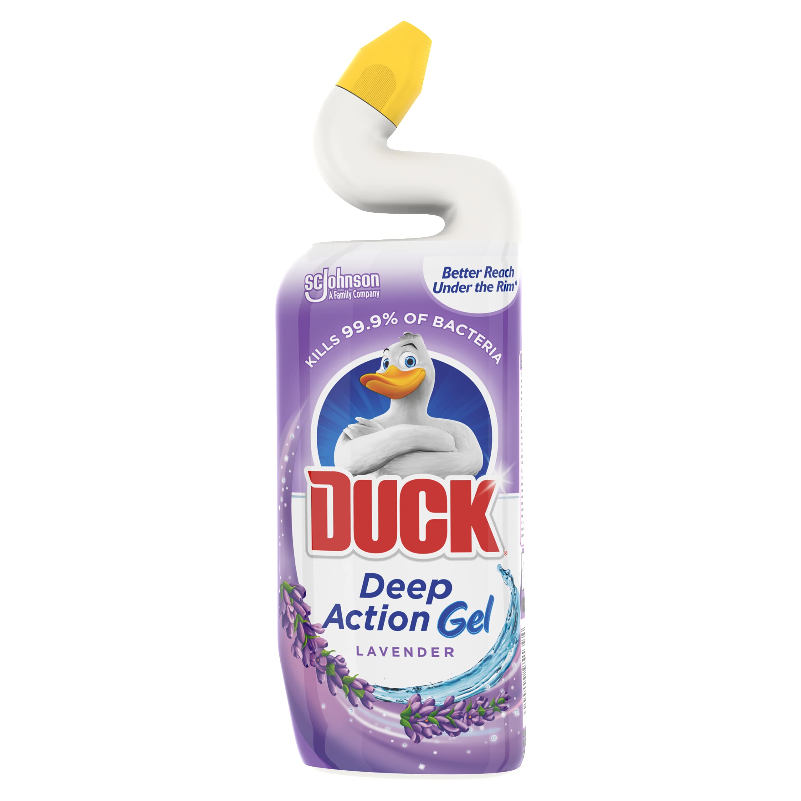 Duck Deep Action Gel Toilet Cleaner Liquid, Kills 99.9% of Bacteria, Removes Limescale, Long Lasting Fragrance, Lavender, Pack of 8 (8 x 750ml)