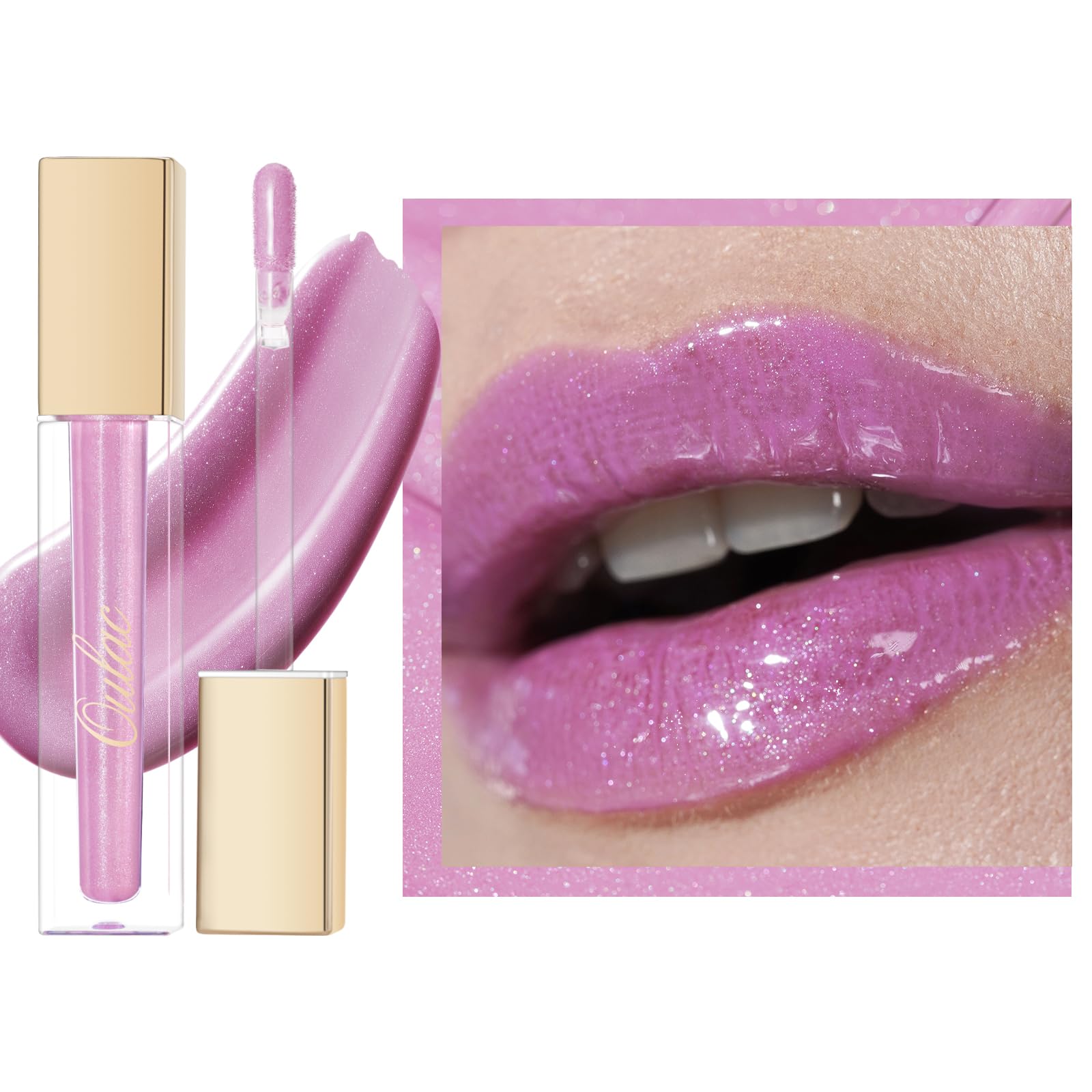 Oulac Purple Shimmer Liquid Lipstick High-Shine Glitter Lip Gloss for Women Shimmer Non-Sticky Glossy Finish Liquid Lipstick Hydrating Lip Gloss Fuller-looking Lip Makeup Vegan & Cruelty-Free 10 — image 1