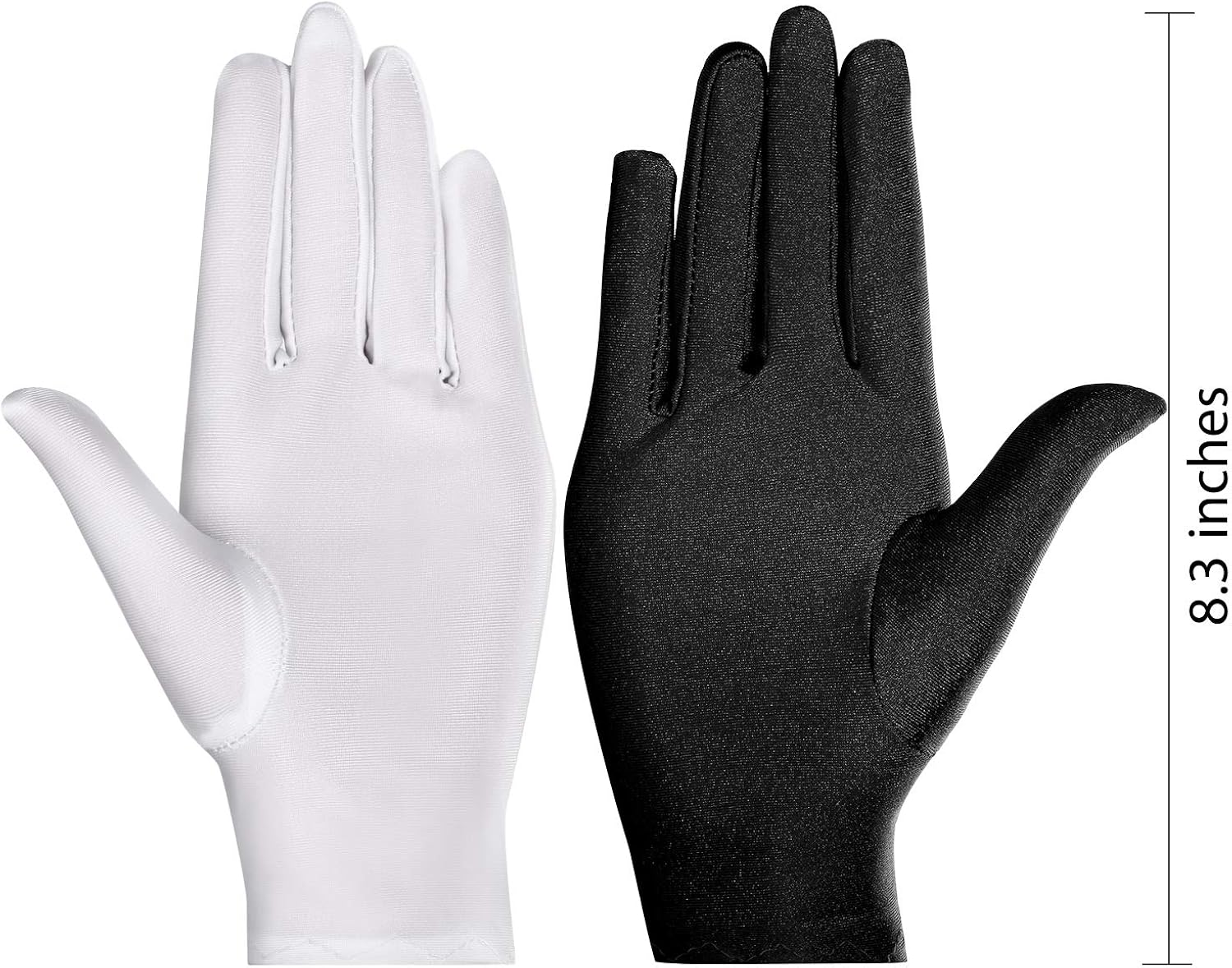 2 Pairs Adult Spandex Gloves Wrist Length Gloves Gown Opera Gloves Party Cosplay (White and Black): Clothing
