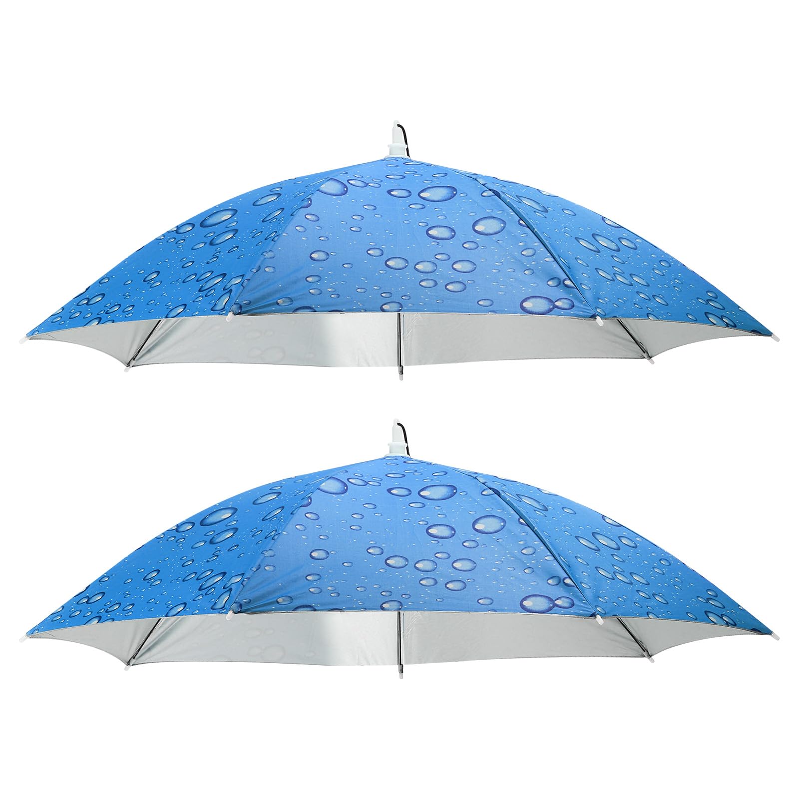 PATIKIL Umbrella Hat, 30 Inch Hands-Free Fishing Umbrella Hat Elastic Headband Folding Sun Rain Caps for Camping Gardening Hiking Farming Beach, Raindrop Blue
