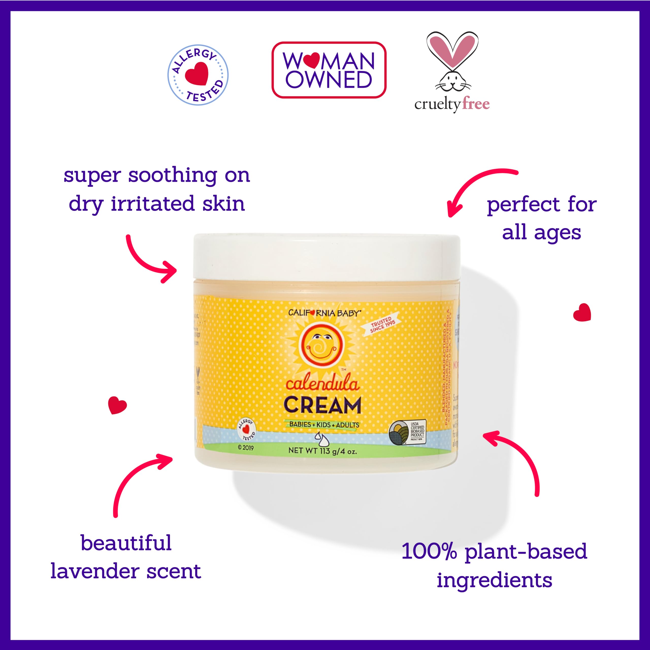 California Baby Calendula Cream | Soothing Baby Cream | Allergy Friendly | Plant-based | Soothes and Moisturizes Irritated, Dry Skin on Face and Body | 4 oz