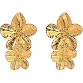 Flower Earrings for Women,Large Flowers Stud Earrings Chunky Big Floral Statement Earring Wedding Prom Trendy Jewelry