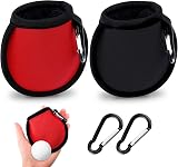 olyee 2 Pack Golf Ball Cleaner Pouch Waterproof Pocket Carabiner Bag Clip