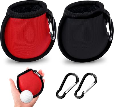 olyee 2 Pack Golf Ball Cleaner Pouch Waterproof Pocket Carabiner Bag Clip