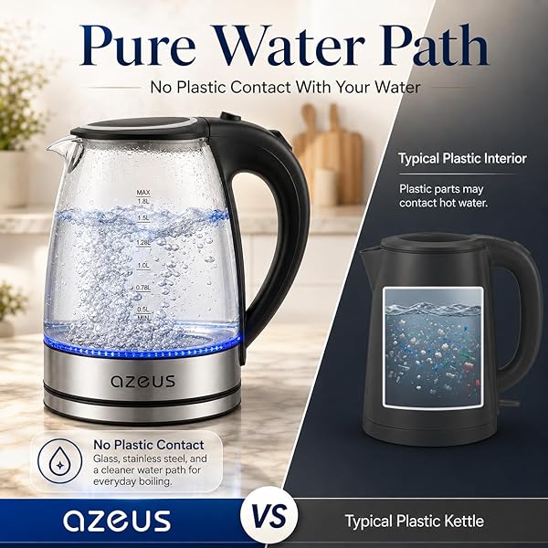 AZEUS 1.8L ELECTRIC KETTLE CX-817 – FAST BOIL, AUTO SHUT-OFF, BOIL-DRY PROTECTION, 360° SWIVEL BASE – STAINLESS STEEL WATER BOILER FOR TEA, COFFEE, AND HOT WATER