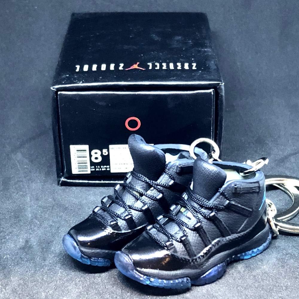 Pair Air Jordan XI 11 Retro High Gamma Blue Sneakers Shoes 3D Keychain 1:6 Figure + Shoe Box