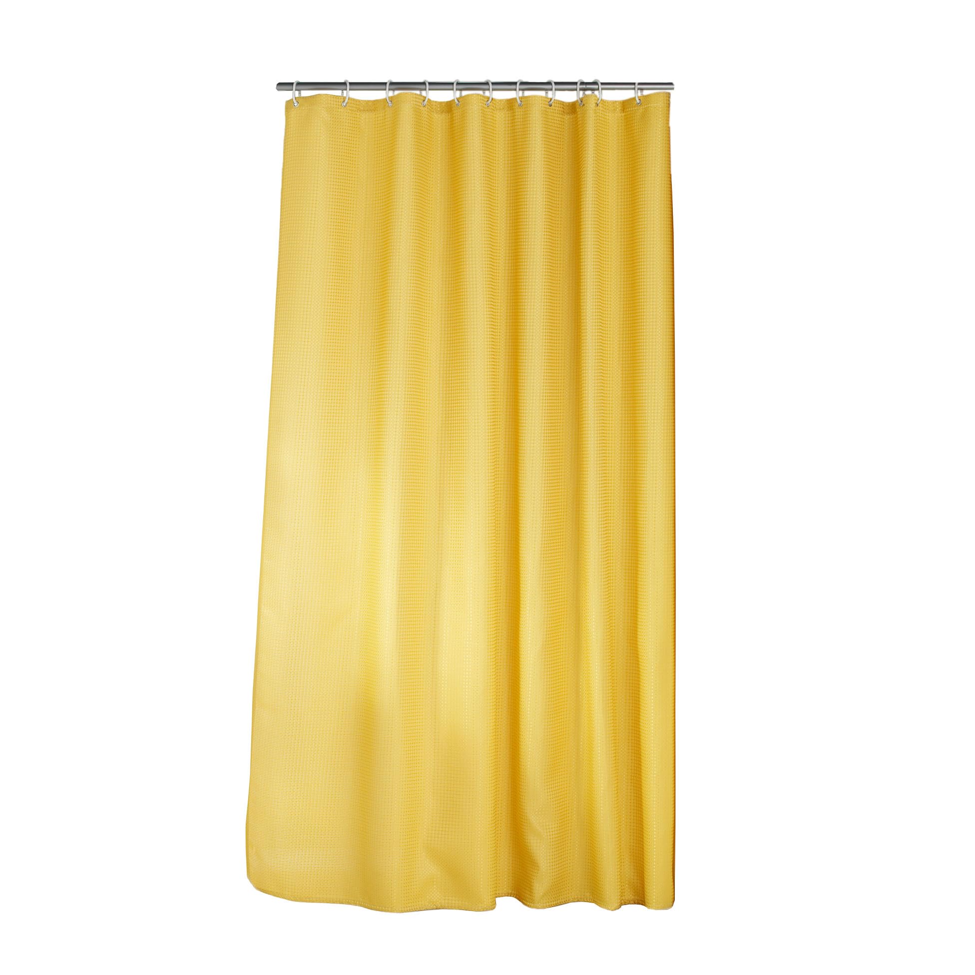 Douceur d'Intérieur Quartz Shower Curtain with Hooks 100% Polyester Honey 180 x 200 cm