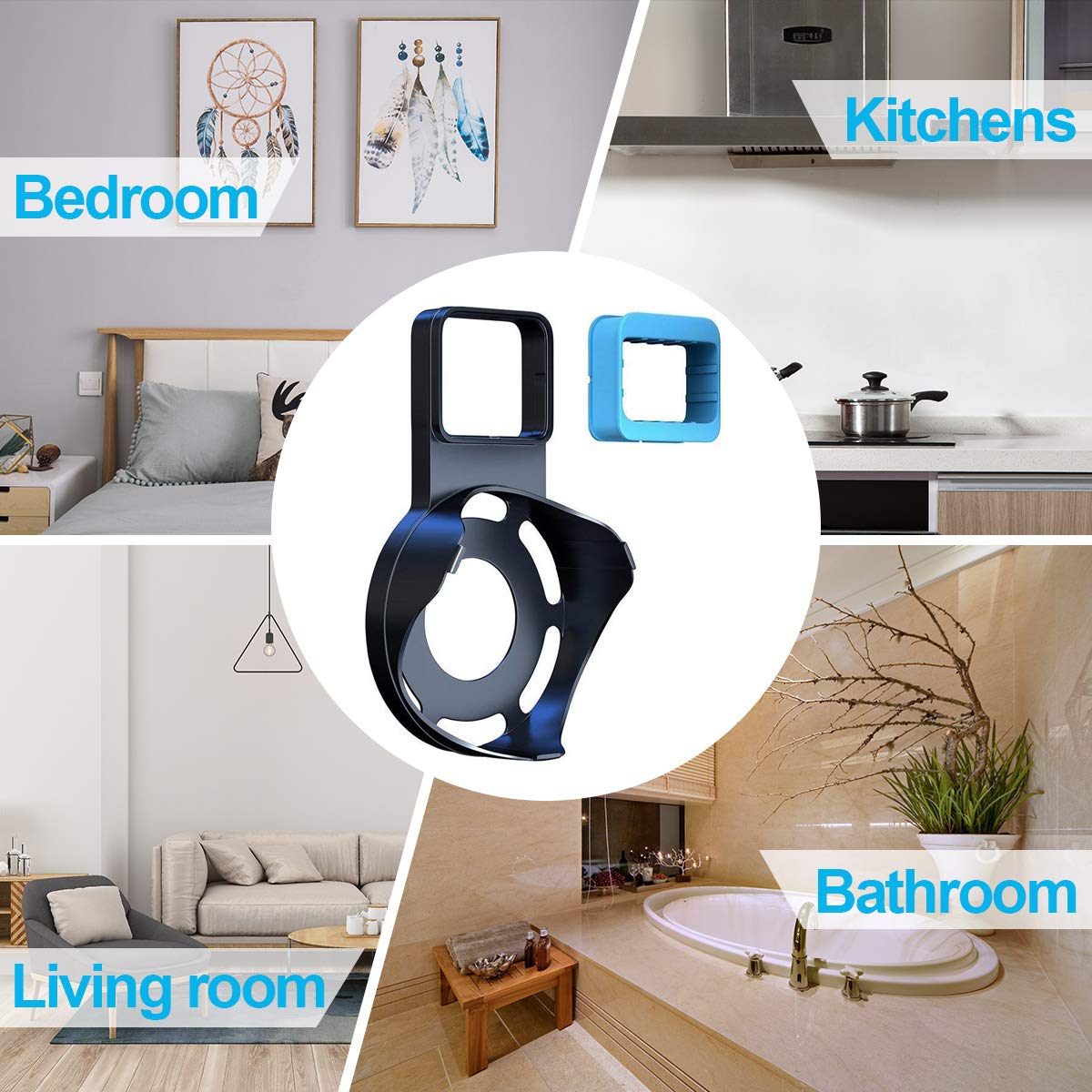 Echo Dot Wall Mount Outlet Hanger - Idealife Speakers Holder for Dot 2nd Generation Speaker Alexia Echo Dot Bracket Plug Mount with Alexa Short Charging Cable, Space-Saving Speaker Hanger (Black)