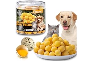 Flyjobs Freeze-Dried Quail Egg Yolk Snacks for Cats and Dogs Training, Natural Pet Treats Limited Ingredient, Healthy Tasty Freeze-Dried Pet Food for Dogs Cats (M, Egg)