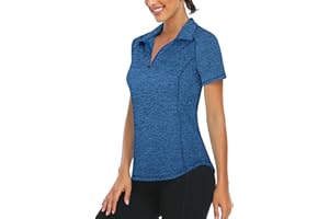 Luranee Women's Short Sleeve Moisture Wicking Athletic Shirts Quarter Zip Pullover