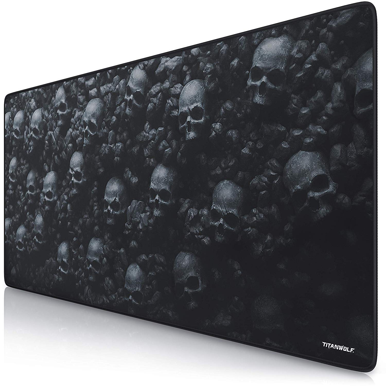 TITANWOLF XXL Speed Gaming Mouse Pad - Mouse Mat 900x400 mm - XXL mousepad - Table mat large size - improved precision and speed - Design Skulls