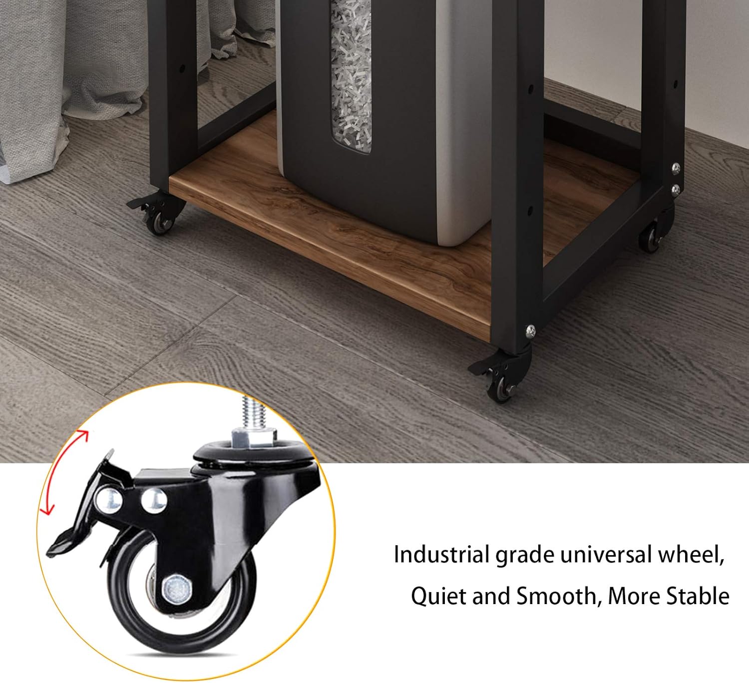 Natwind 3-Tier Movable Floor-Standing Printer Stand Shredder Stand Adjustable Storage Rack with Wheels Computer Host Stand Office Appliances Storage Shelf for Fax Scanner Files Books Stationery(Retro) : Office Products