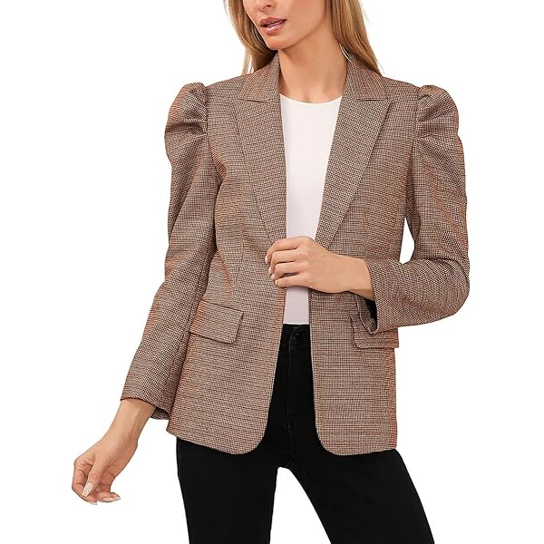 CeCe Women's Heart Button Double Breasted Blazer, Rich Black at