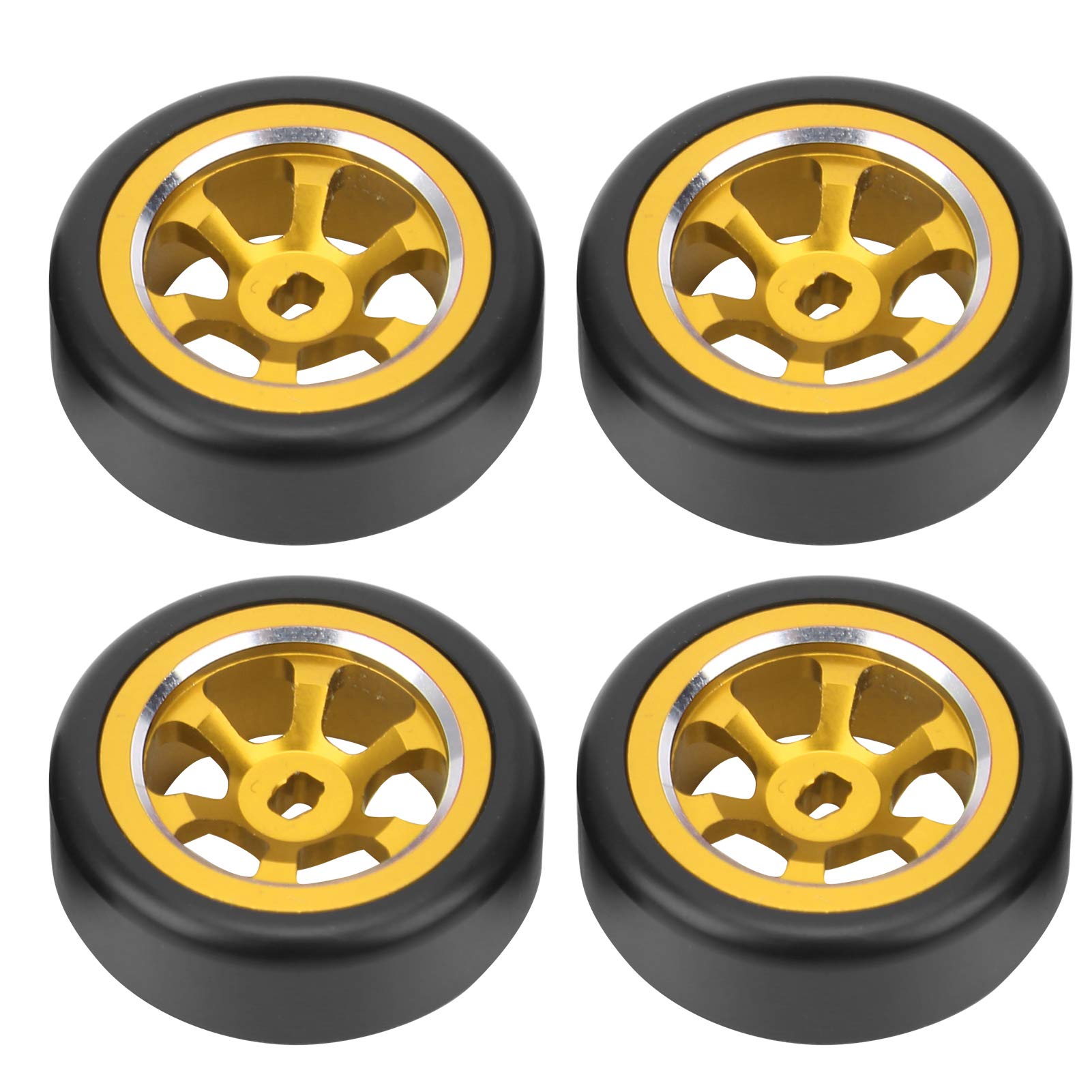 VGEBY 4pcs RC Drift Tire, RC Wheel Rim Tire Modification Parts Fit for K969 K989 P929 1/28 RC(Yellow) Model Toy