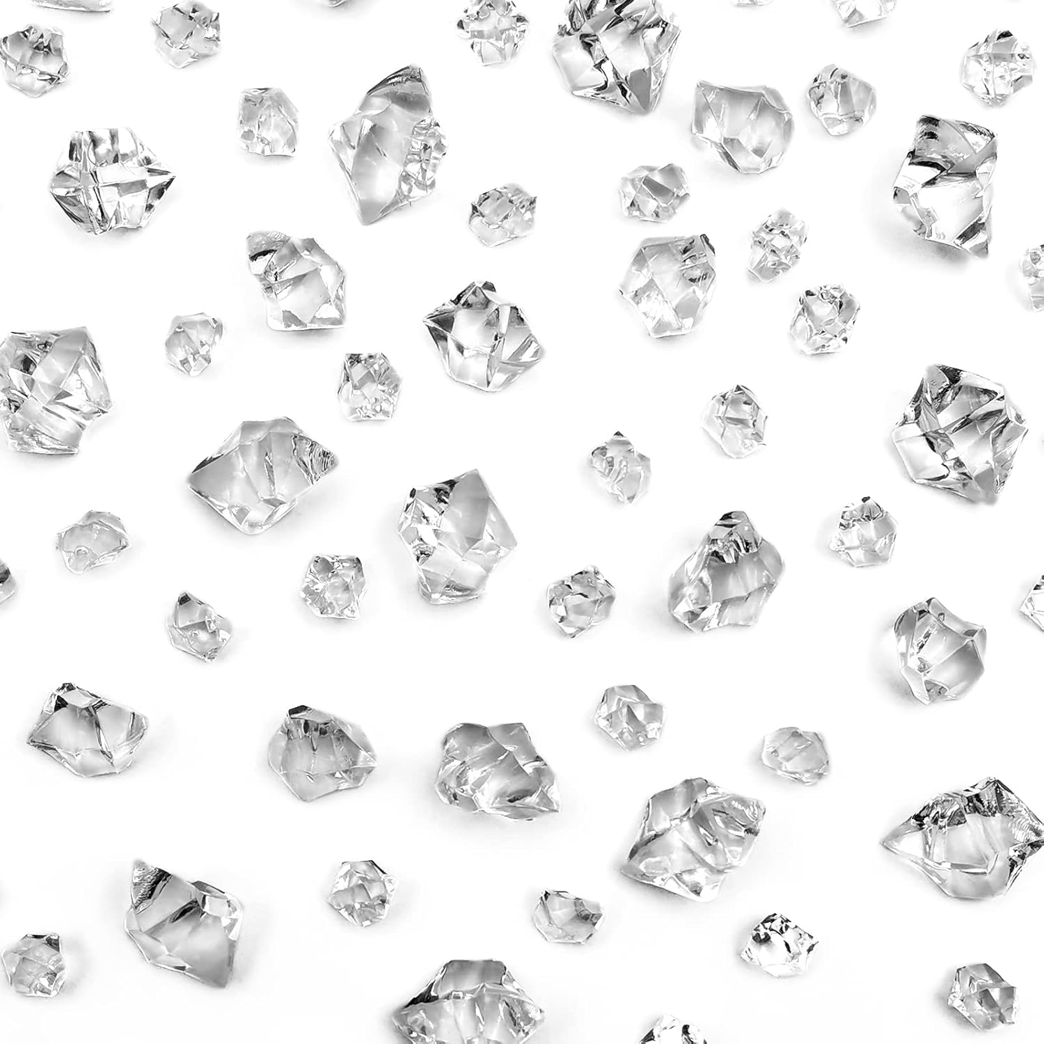 Vase Fillers - LYFJXX Fake Ice Cubes for Crafts, 3 Size 420 pcs 11x14 mm, 16x22 mm, 20x28 mm Assorted Fake Diamond Acrylic Clear Ice Rock Plastic Ice Cubes Vase Fillers for Centerpieces Home Decor 1 lb