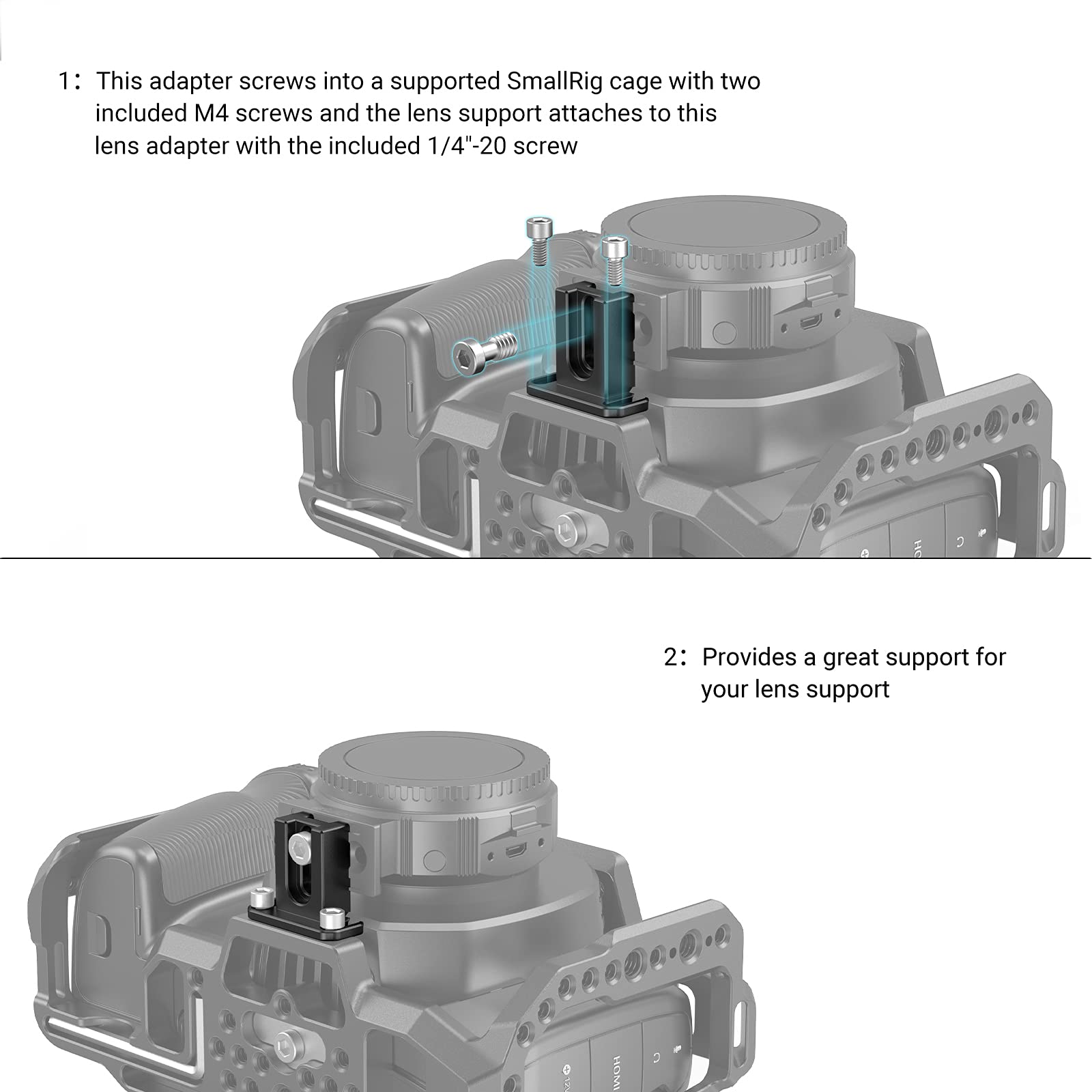 SMALLRIG Lens Mount Adapter Support for Metabones, Compatible with BMPCC 4K Cage – 2247