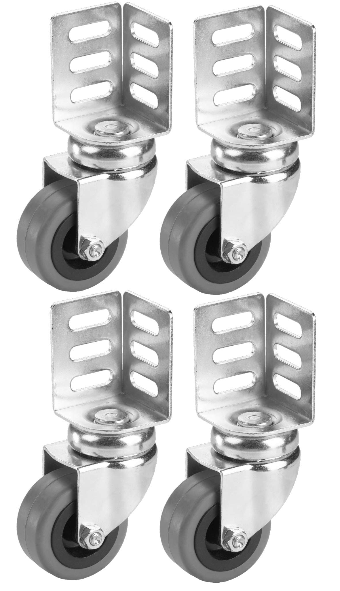 Dörner + Helmer Swivel Castors with Angle Sheet, Set of 4, 50 mm x 22 mm, 120 kg Load Capacity, 52 mm x 37 mm Angle, Galvanised