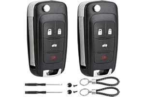 JJCHQ 2 Pack Flip Key Fob Case Shell Replacement 4 Button for Chevy Cruze Equinox Camaro Impala Malibu Sonic Buick Regal Verano Encore Lacrosse GMC Terrain 2010 2011 2012 2013 2014 2015 2016 2017 2018 2019