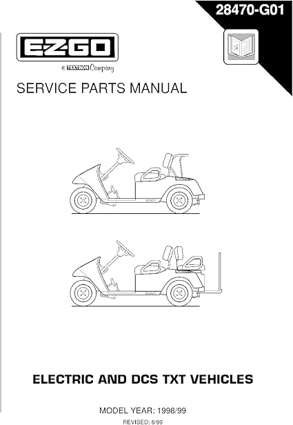 Amazon Com Ezgo 28470g01 1998 1999 Service Parts Manual For Txt Electric Golf Vehicles Garden Outdoor