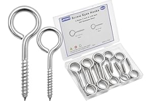 LBYNKY 20 PCS Eye Screws 2.55 Inch & 2 Inch Stainless Steel Eye Hooks Screw, Heavy Duty Screw Eyes for Wood, Eye Bolt for Hanging Secure Cable Wires, Indoor & Outdoor Use, 2 Sizes