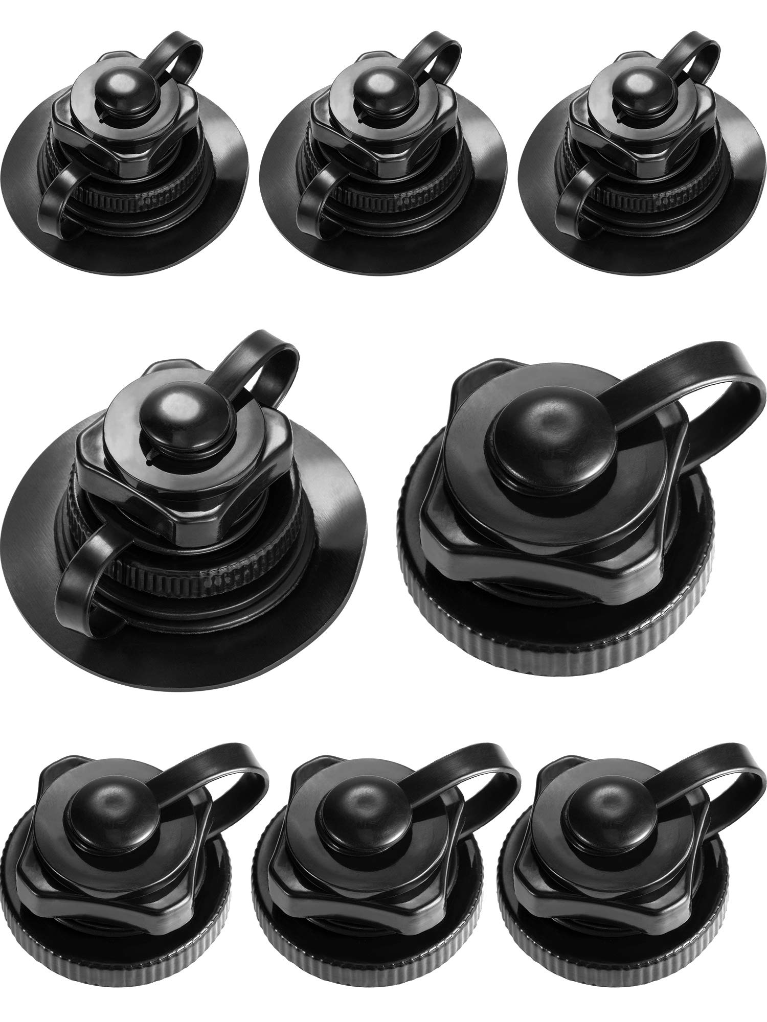 Zhanmai 8 Pieces Boston Valve Replacement Inflatable Boat Air Valve Screw Boston for Rubber Dinghy Raft Kayak Pool Boat Airbeds, Black