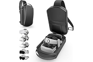 RELOHAS Carrying Case Sling Bag Compatible with Meta Quest 2,3,3S/Vision Pro & 2/Elite Strap/BOBOVR S3 PRO/Kiwi design Battery & ALL SIZE VR Headset Controller Accessories, Crossbody Shoulder Backpack (Black)