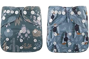 COOLAPEACH Baby Cloth Diapers One Size Adjustable Washable Reusable for Baby Girls and Boys 2 Pack with 2 Inserts