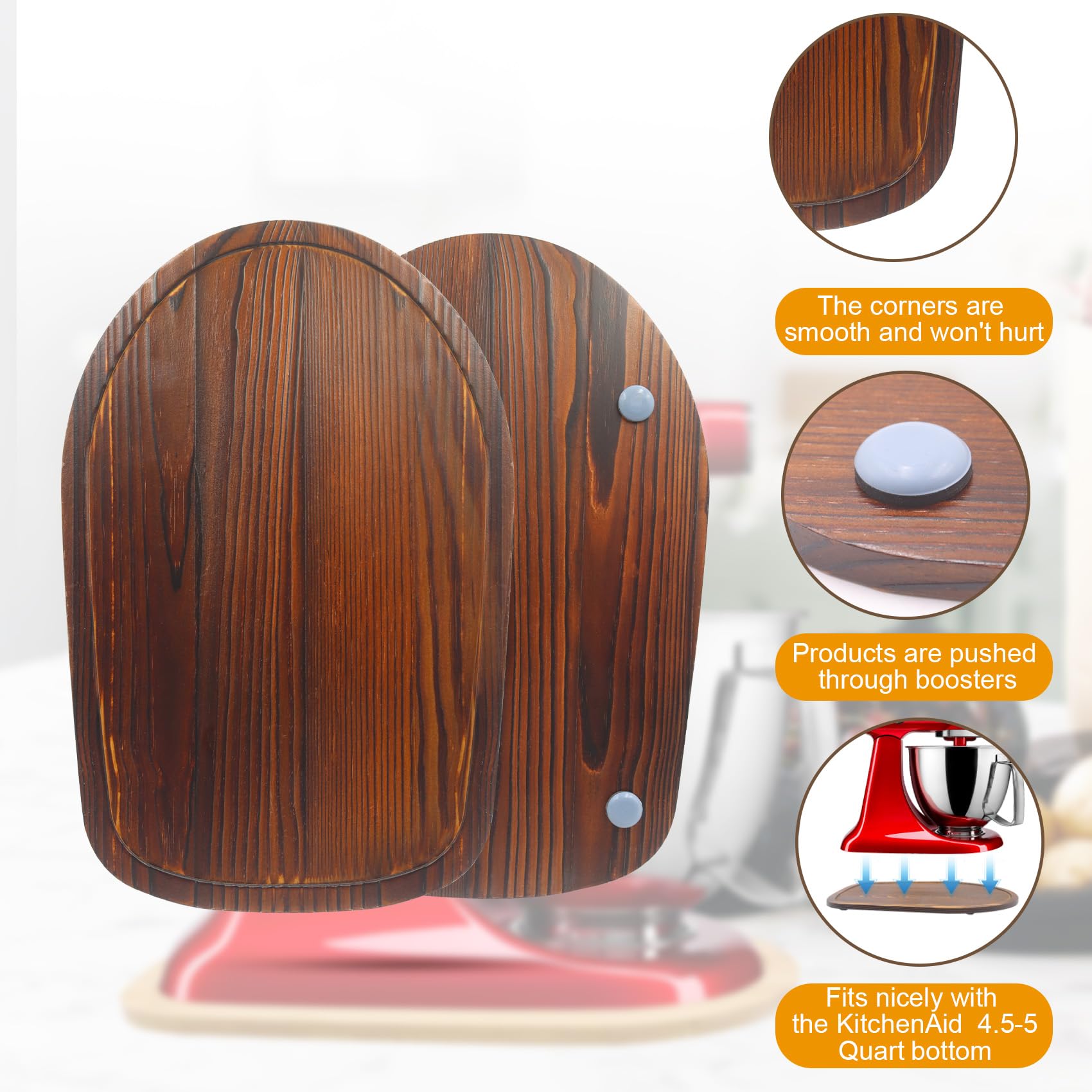 Mixer Slider Compatible with Kitchen aid 4 .5-5 Qt Stand Mixer Pine Wood - Kitchen Countertop Storage Mover Sliding Caddy for Kitchen Aid 4 .5-5 Qt Mixer (4 .5-5 Qt - Brown)