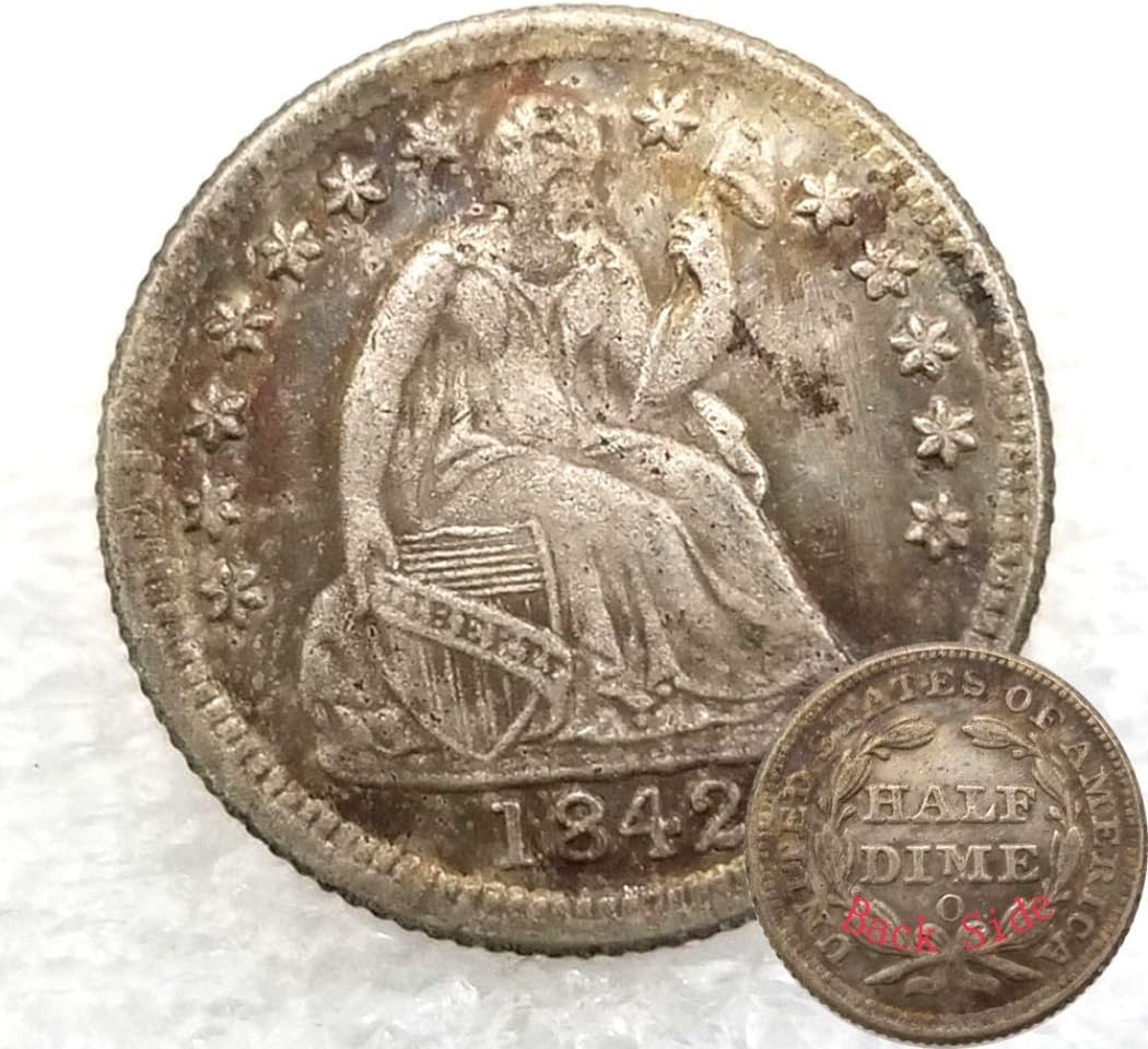 Jearls Great 1842 Half-DIME Replica Hobo Nickel Coin - American Hobo US Old Coin -Carved Commemorative Coin Perfect Favors Gifts for Boys/Girls/Adults Great Gifts