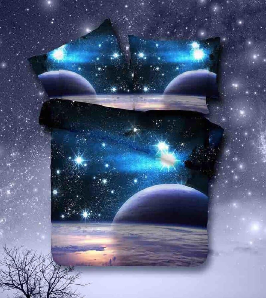 MZPRIDE 3d Mysterious Boundless Galaxy Sky Starry Night Bedding Sets Twin/Full Quilt Cover Set (Full, I)