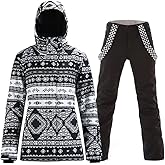 Women's Ski Jackets and Pants Set Windproof Waterproof Insulated Snowsuit Winter Warm Snowboarding Snow Coat