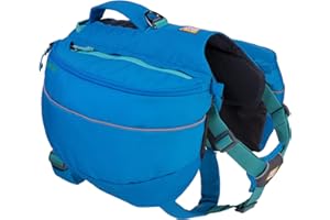 Ruffwear, Approach Pack Dog Backpack, Weight‑Forward Saddlebags with Flopper Stoppers, 5‑Point Adjustable Fit, Padded Handle, Dual Leash Points, Reflective Trim, Blue Dusk, Medium