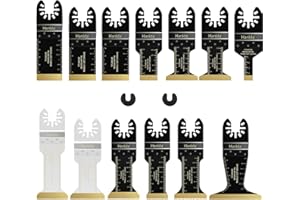Hanida 13Pcs Titanium Oscillating Multitool Blades Oscillating Saw Blade for Wood Plastic Metal, Universal Quick Release Power Oscillating Tool Blades Kits for Dewalt Milwaukee Makita