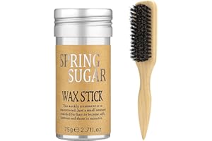 SPRINGSUGAR Slick Back Hair Brush & Hair Wax Stick Set for Slick Back – Boar Bristle Brush for Sleek, Control, Flyaways & Baby Hairs – Wax Stick for Women Sectioning & Parting