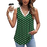 WIHOLL Women's Loose Fit V Neck Lace Sleeveless Summer Tank Top