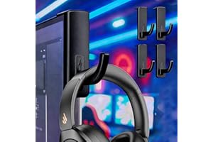 4 PCS Over-Ear Headphone Hook - Heavy-Duty Headset Hanger with Strong Adhesive Pad, Mount for Desk/Wall/Computer, Black