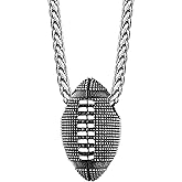 Bestyle Vivid Ball Pendants Sports Necklace for Men, Solid Stainless Steel Soccer/Basketball/Volleyball/Rugby Ball/Baseball Necklace in Silver/Black/Gold, Trendy Sport Fan Jewelry Collection Gift