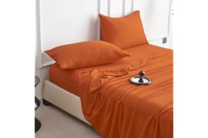 SKYMOOD 4 Piece King Sheet Set - Super Soft Breathable Cooling Bed Sheets King Size 16 Inch Extra Deep Pocket, Hotel Luxury Bedding & Pillowcases, Wrinkle Free Oeko-Tex - Pumpkin