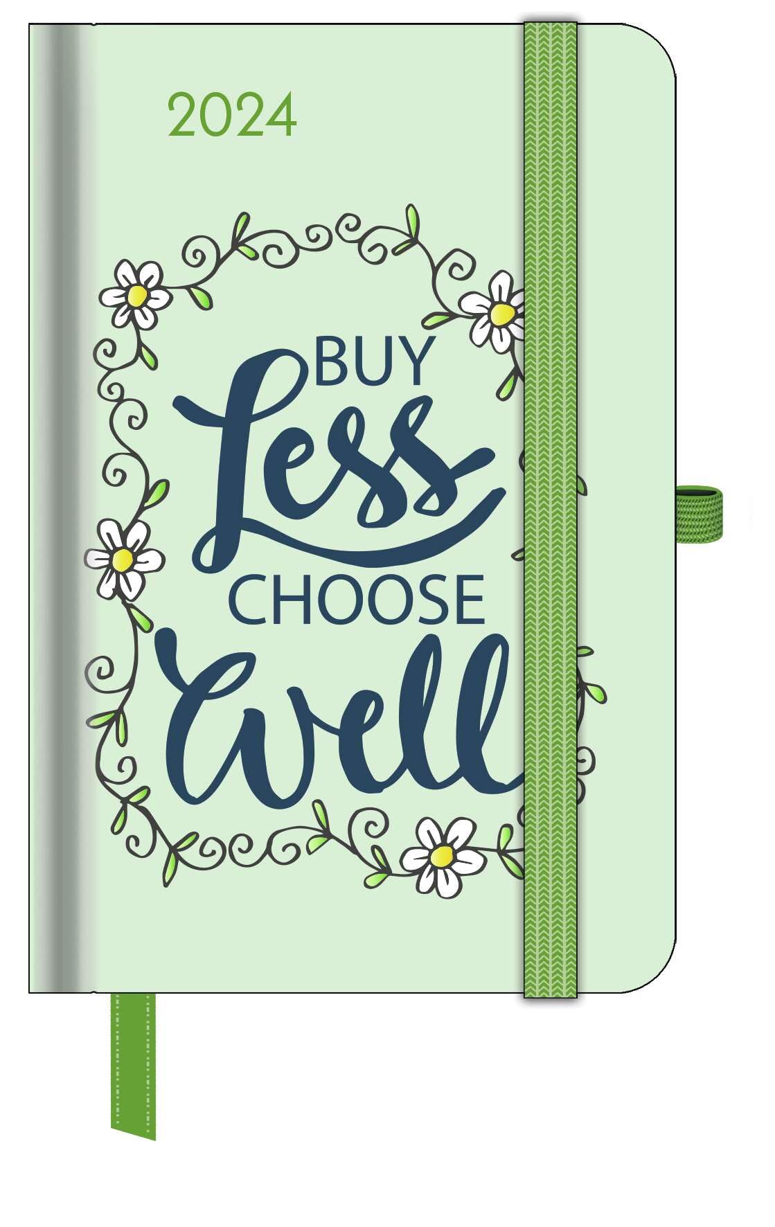 GreenLine Diary Green Vibes 2024 - Book Calendar - Pocket Calendar - 10 x 15 cm