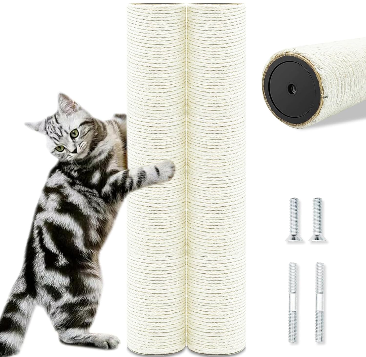 Photo 1 of Cat Scratching Post Replacement Pole?2 PCS 15.7in Cat Tree Replacement Post?Natural Sisal Cat Tree Replacement Parts with M8 Screws?Cat Scratch Post Replacement for Refurbishment (15.7in/40cm)LPNPMGY2631372

