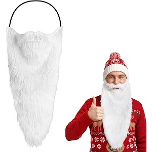 Ouligay Long Fake Mustache,White Beard,Wizard Beard for Halloween (21inch) | Novelty Fake Beard,White Long Fake Beard,Fake Fa