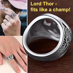 ChainsProMax Biker Rings for Men Mjolnir Ring Size