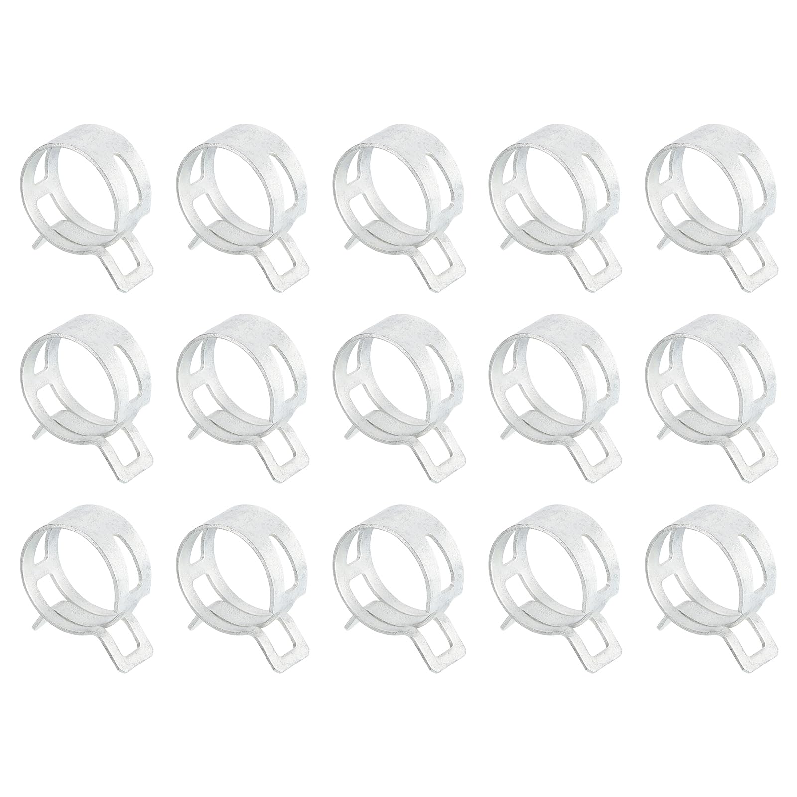 Sourcingmap 15Pcs Spring Band Type Action Fuel/Silicone Vacuum Hose Pipe Clamp, 21mm Low-Pressure Air Spring Hose Clip Clamp for Automotive Oil Pipe Water Pipe, Silver